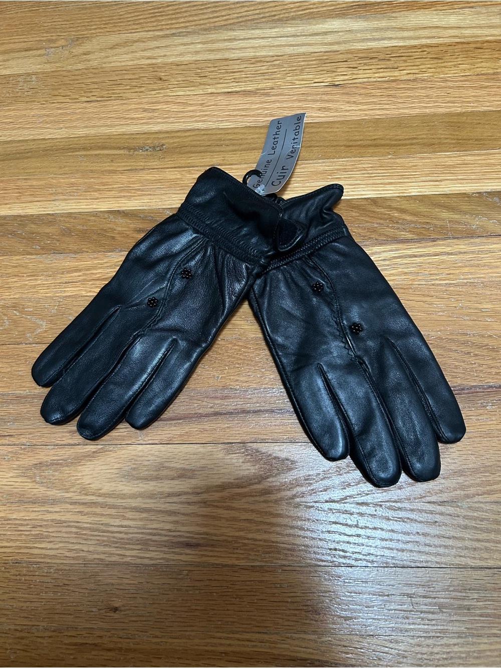 Black Genuine Leather Gloves - Unbranded